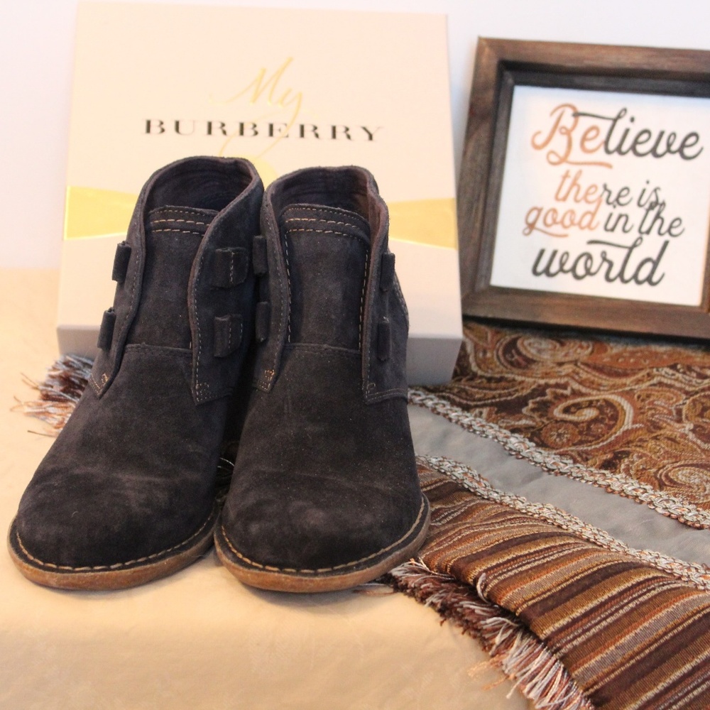 Clarks Blue Suede Heeled Boots